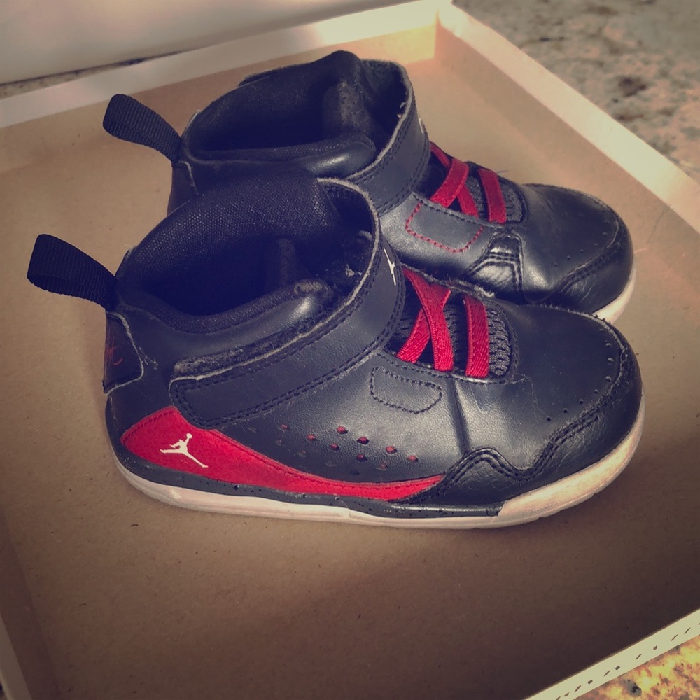 Nike Jordon red and black shoes for toddler